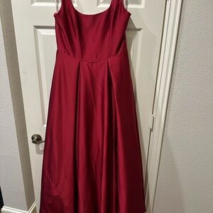 Azazie Burgundy Satin Evening Gown